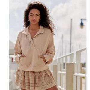 Aerie | Button Mock Neck Cropped Sweatshirt